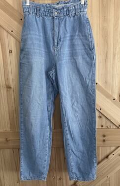 Anthropologie Pilcro Light Wash Paper Bag Boyfriend Ultra High Rise Jean Sz 26